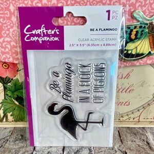 Crafter's Companion Clear Acrylic Stamp NWT Be A Flamingo 1 Piece Handmade Cards